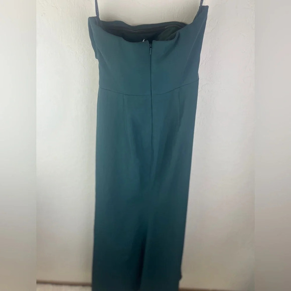 NWOT After Six Strapless Pleated Faux Wrap Trumpet Gown in Evergreen, size 2 - Picture 8 of 12
